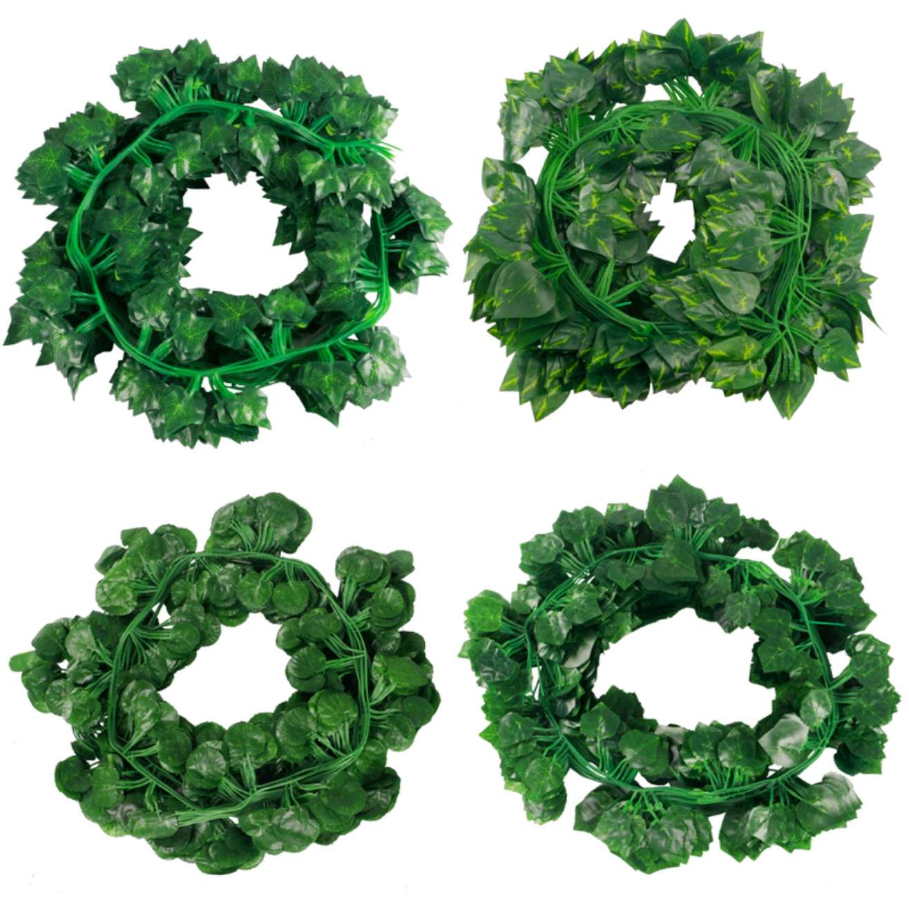 Wicker artificial flower branch accessories, outdoor door decorations, fence decorations, 72-leaf wicker green details Picture