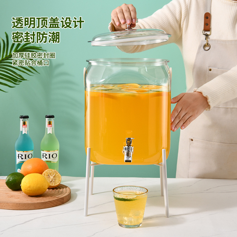 J210-5851跨境爆款方形食品级冷水壶家用带龙头果汁饮料桶户外露营手提水壶