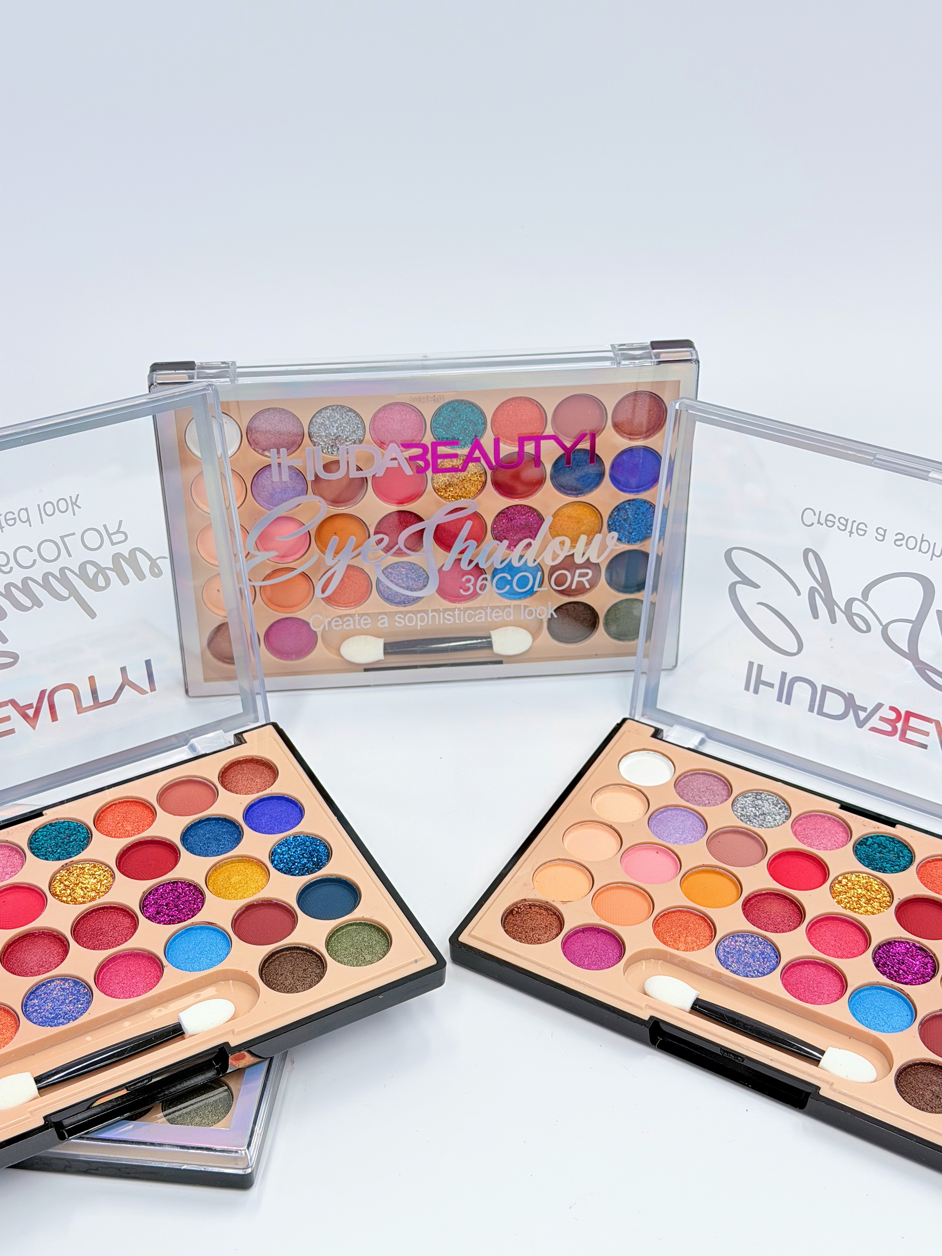 Cross-border eyeshadow IHUDABEAUTYI 36-color eyeshadow bright color powder box Fine powder quality professional makeup export Specification drawing