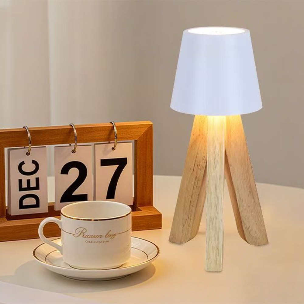 CICO Wooden Atmosphere small desk lamp with head switch night light type-c rechargeable portable desk lamp full figure