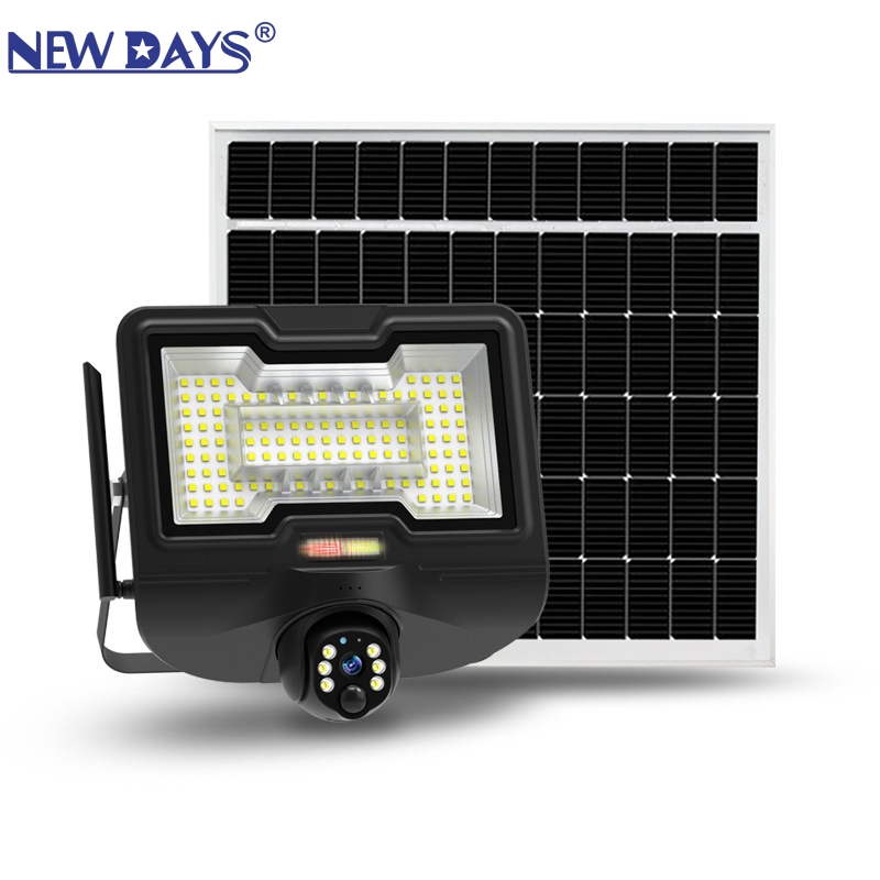 NEWDAYS品牌跨境新款太阳能投光灯路灯监控摄像头，节能环保庭院照明，无线远程监控太阳能摄像头