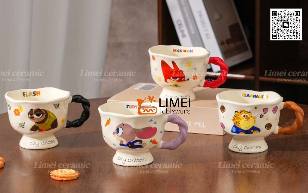 Limei Ceramics, in collaboration with Zootopia, officially authorized flower tea cups, tea brewing cups, Hook Judy household gift cups, and ceramic cups