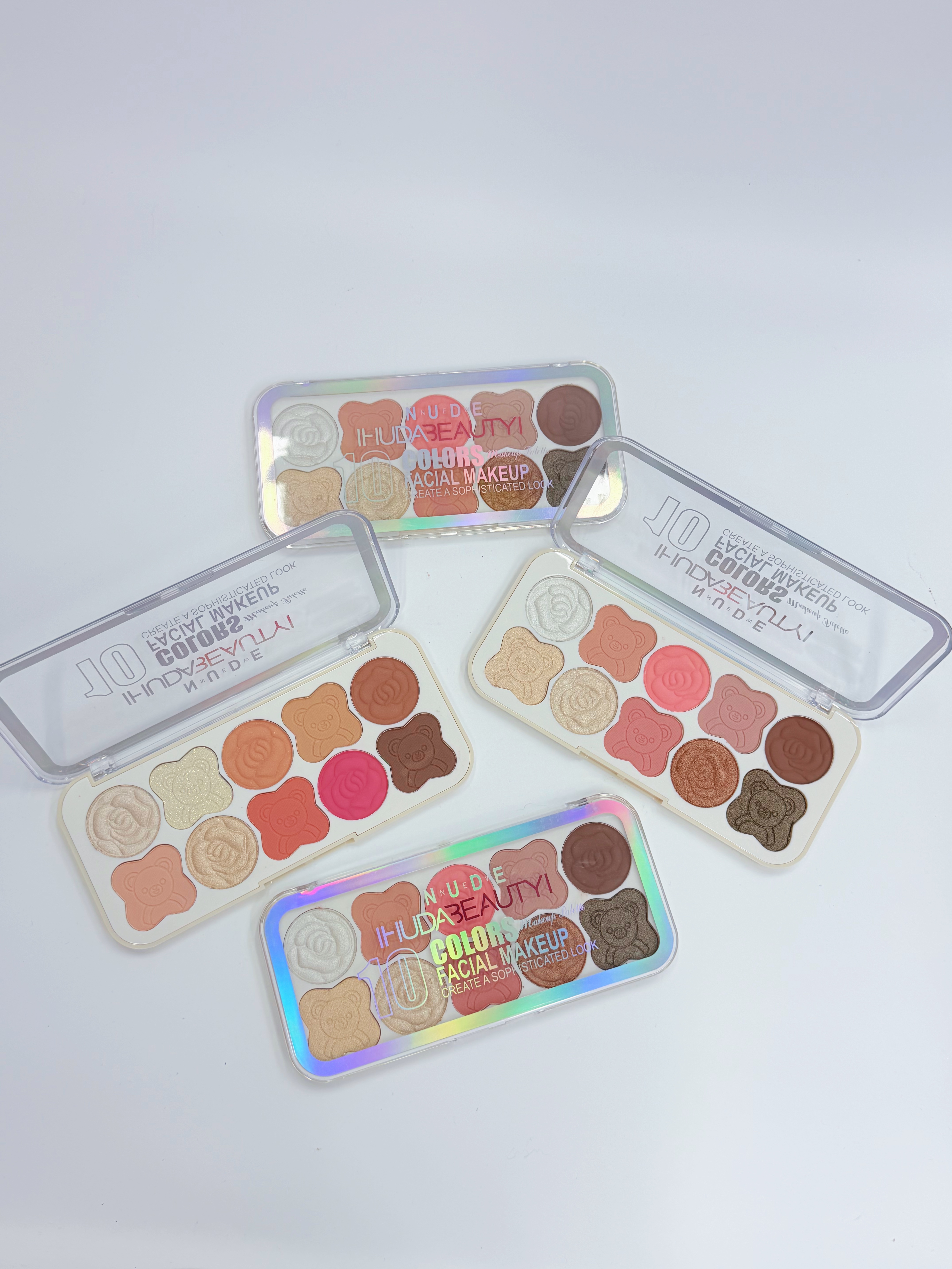 Cross-border eyeshadow IHUDABEAUTYI Bear Eyeshadow 10-color eyeshadow powder box, fine powder quality, professional makeup export Specification drawing