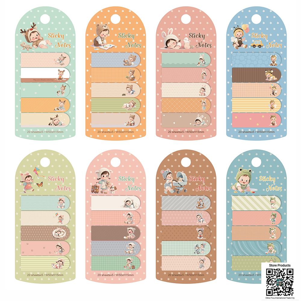 Cute Cartoon Baby Themed Long Strip Sticky Notes for Journal Marking, Office & School Supplies full figure