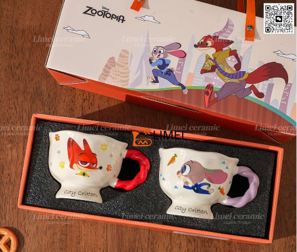 Limei Ceramics, in collaboration with Zootopia, officially authorized flower tea cups, tea brewing cups, Hook Judy household gift cups, and ceramic cups details Picture
