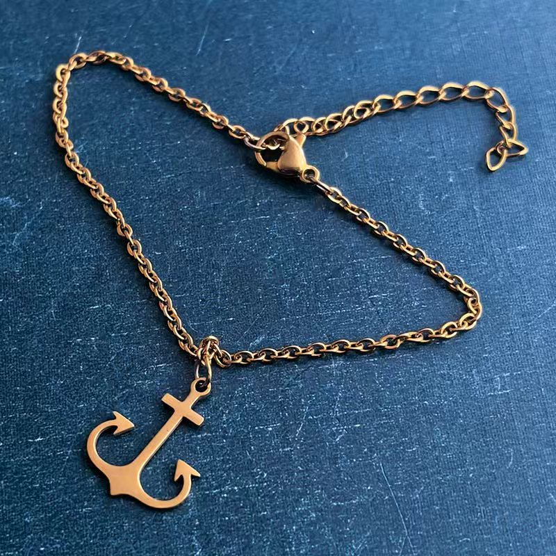 Cross-border foreign trade titanium steel stainless steel DIY jewelry accessories, ship anchors, small pendants, necklaces, bracelets, pendants, personalized and fashionable detail image 6