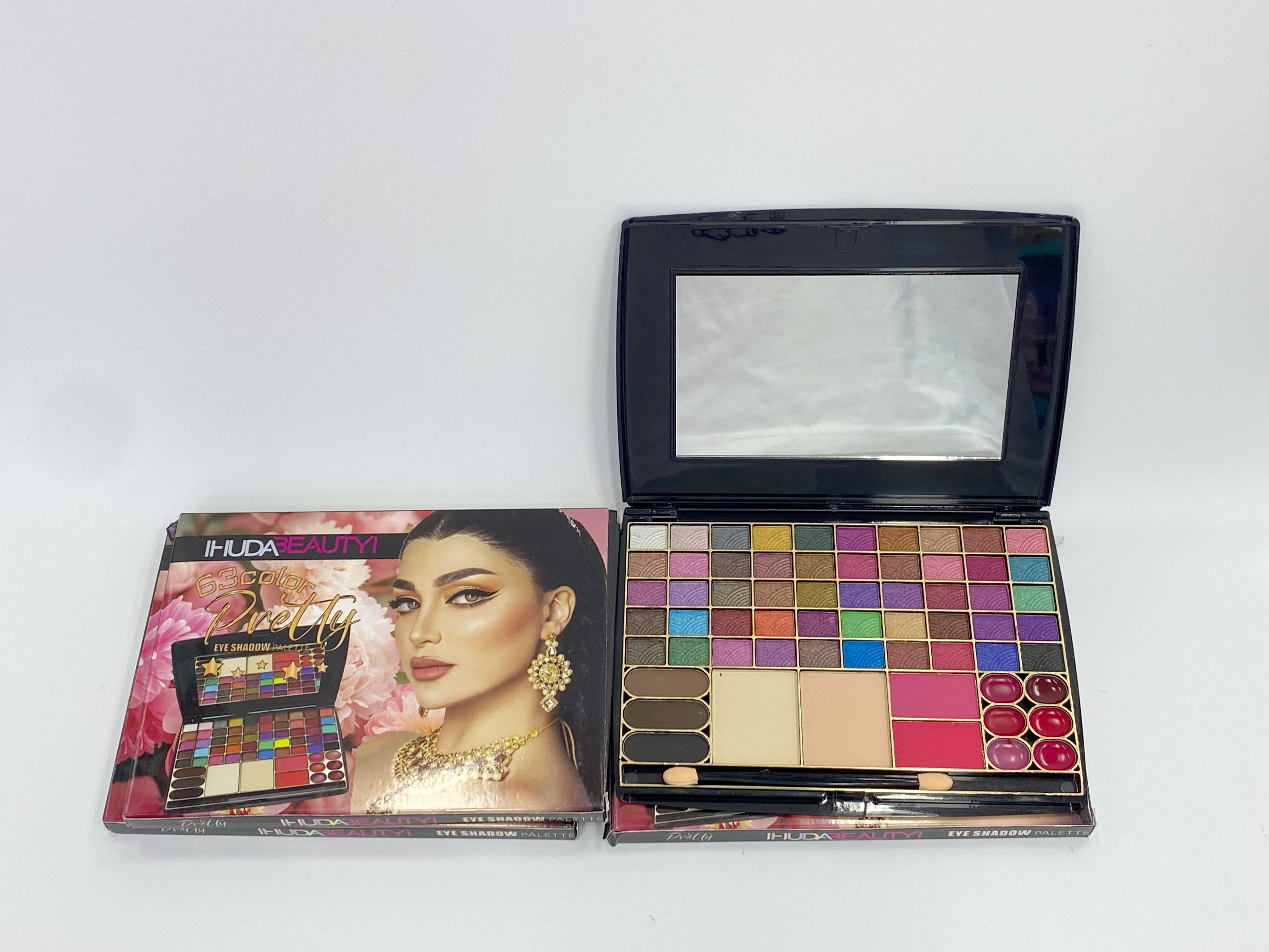 Cross-border eyeshadow IHUDABEAUTYI 63-color eyeshadow powder box, fine powder quality, professional makeup export Item Picture
