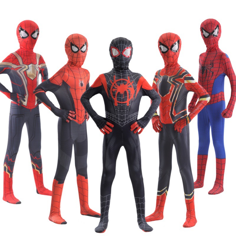 Halloween Spider-Man tight-fitting jumpsuit for children, children's cosplay of Miles' Hero Expedition costume full figure