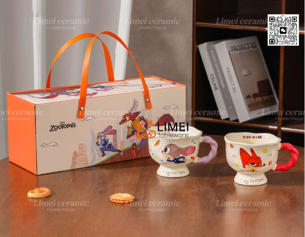 Limei Ceramics, in collaboration with Zootopia, officially authorized flower tea cups, tea brewing cups, Hook Judy household gift cups, and ceramic cups Specification image