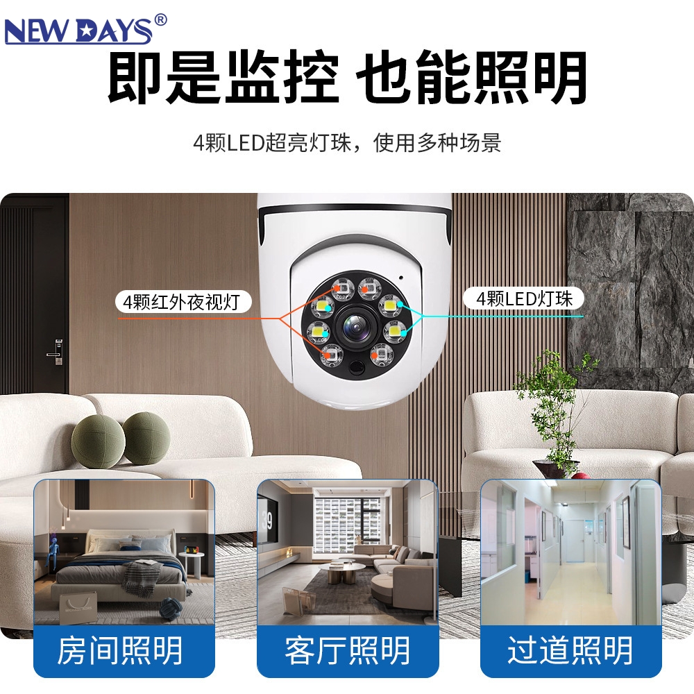 The new cross-border smart wireless monitoring system of NEWDAYS brand features a high-definition night vision camera for lighting and a remote outdoor security voice intercom WIFI camera Application Scenario