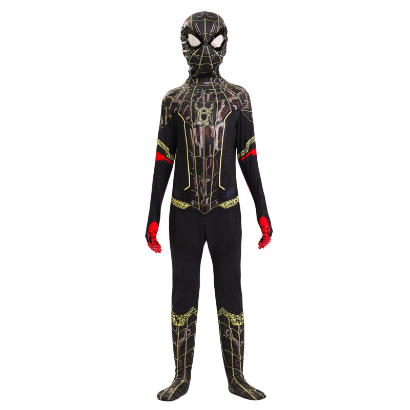 Halloween Spider-Man tight-fitting jumpsuit for children, children's cosplay of Miles' Hero Expedition costume details Picture