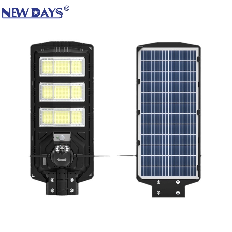 NEWDAYS marca cruce de fronteras nuevo solar todo inalámbrico inteligente cámara de vigilancia farola, detección móvil seguridad al aire libre, ir a todo color visión nocturna cámara solar