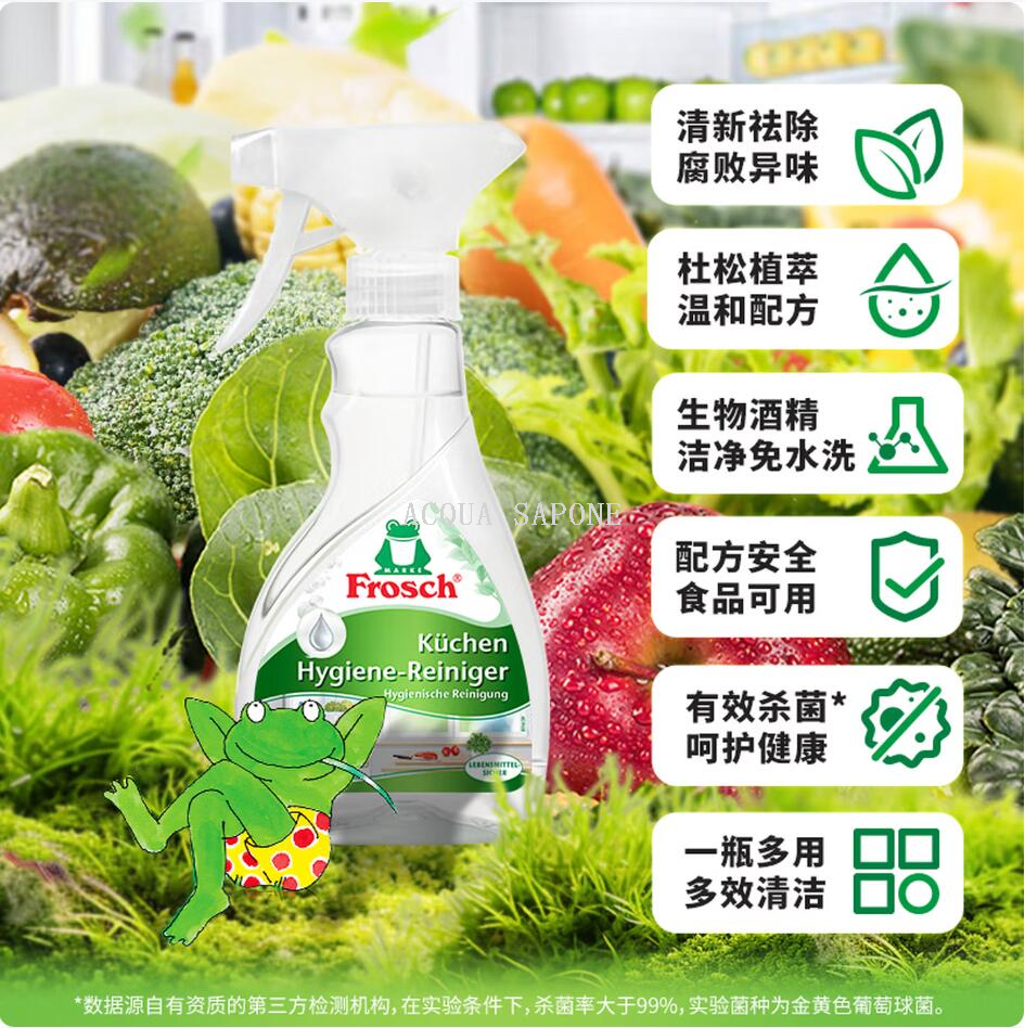 Free shipping! German imported Frosch eco-friendly refrigerator cleaning and deodorizing spray, Deyifite Frog Application Scenario