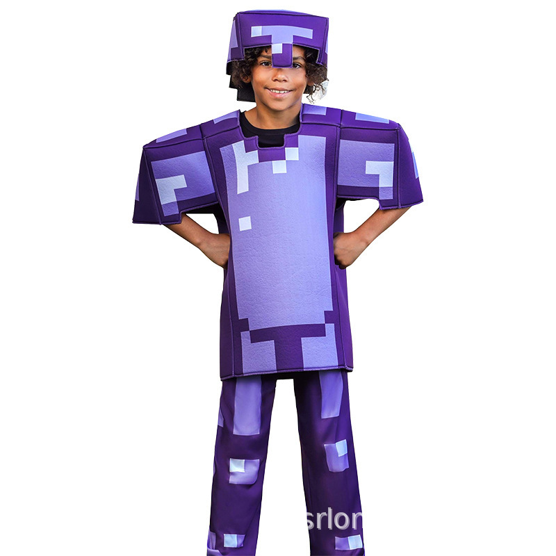 Halloween Minecraft minecra costume for children cosplay Steve Coolie, brick and stone armor clothes Item Picture