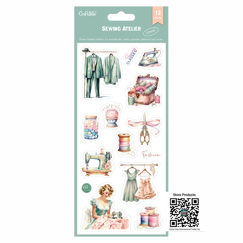 paper stickers - "Sewing Studio" - perfect for cards / scrapbooks / jouranls / planners / Gift diy decoration  AC-ST240903 full figure