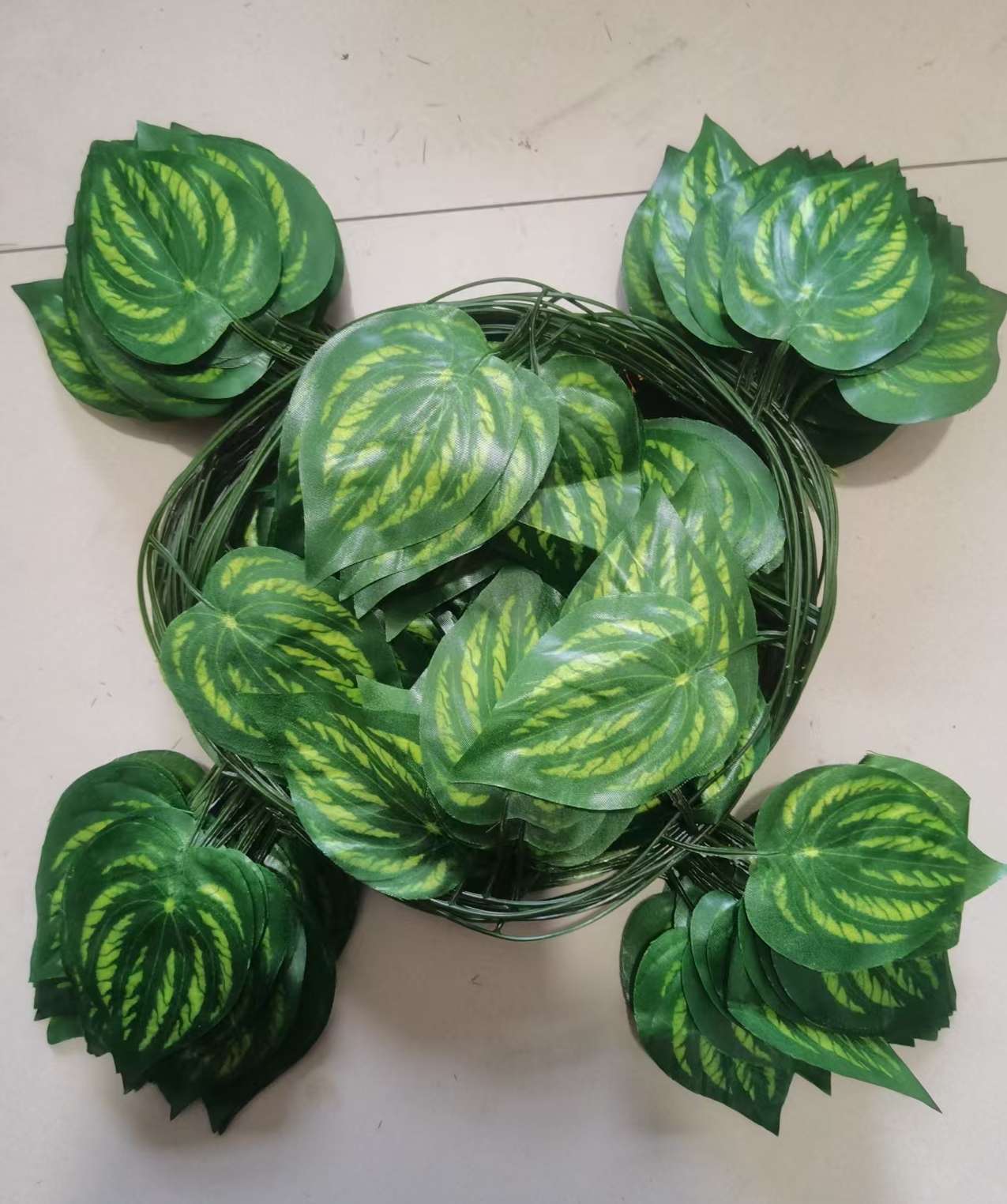 Wicker artificial flower branch accessories, outdoor door decorations, fence decorations, 36-leaf wicker green detail image 4