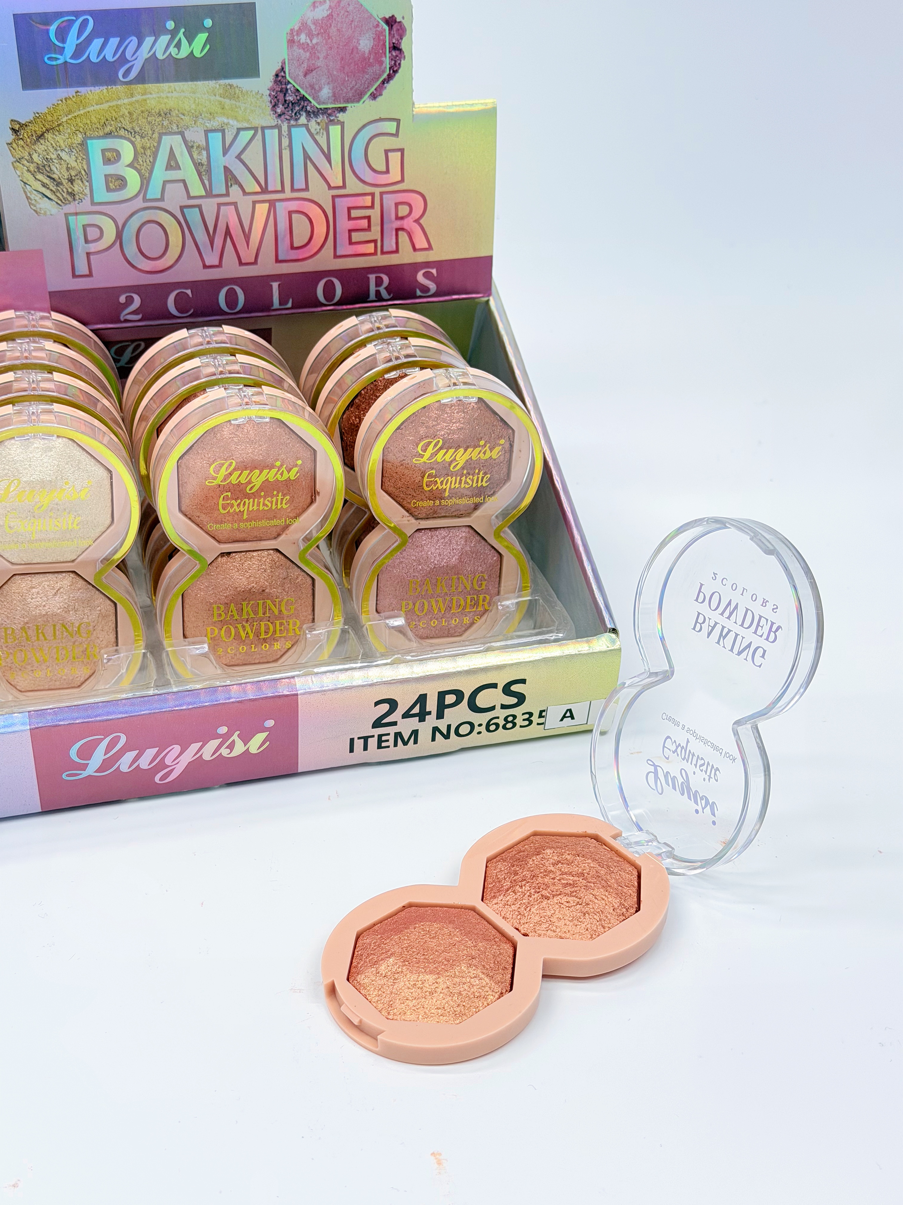Cross-border eyeshadow luyisi hexagonal two-color baked powder, high-gloss powder, fine texture, professional makeup export Item Picture