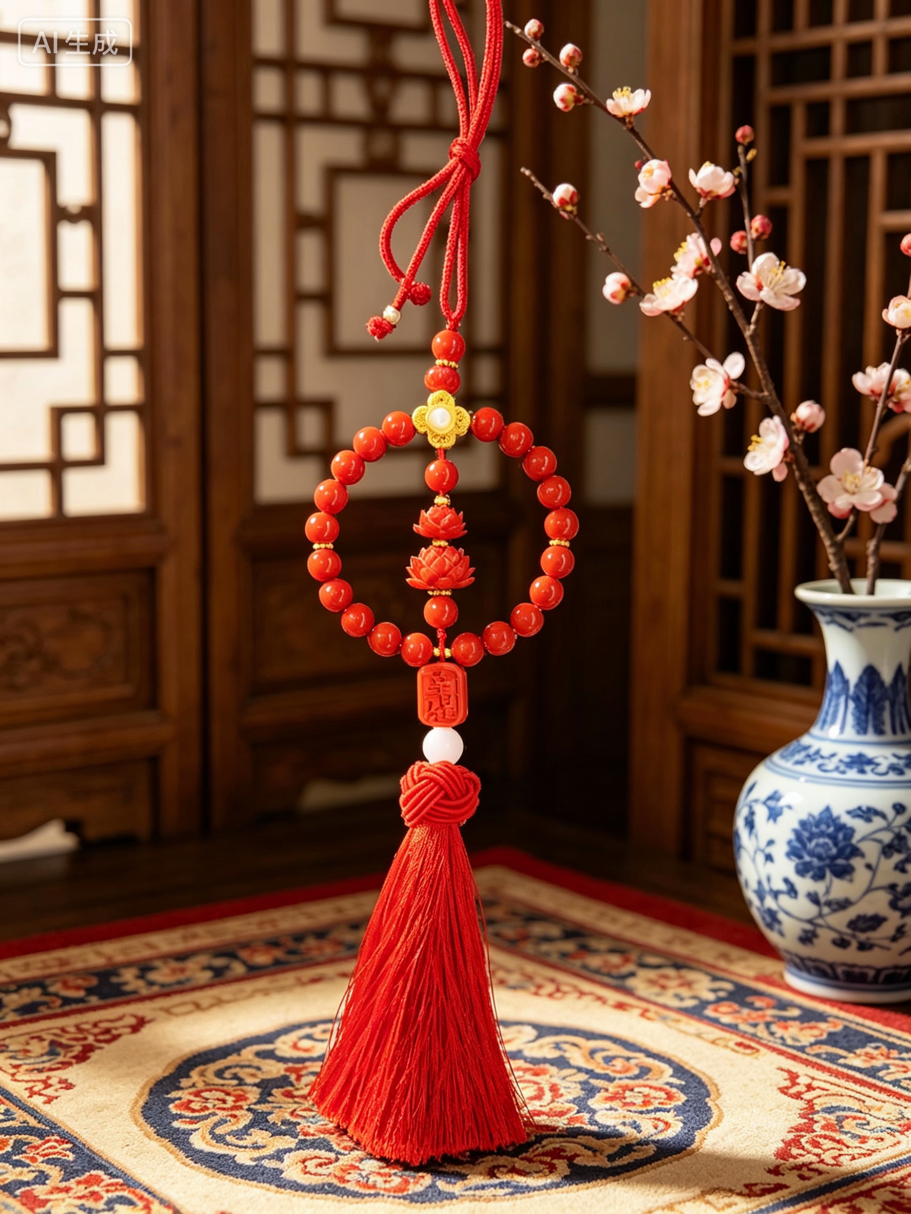 红朱砂莲花挂件批发