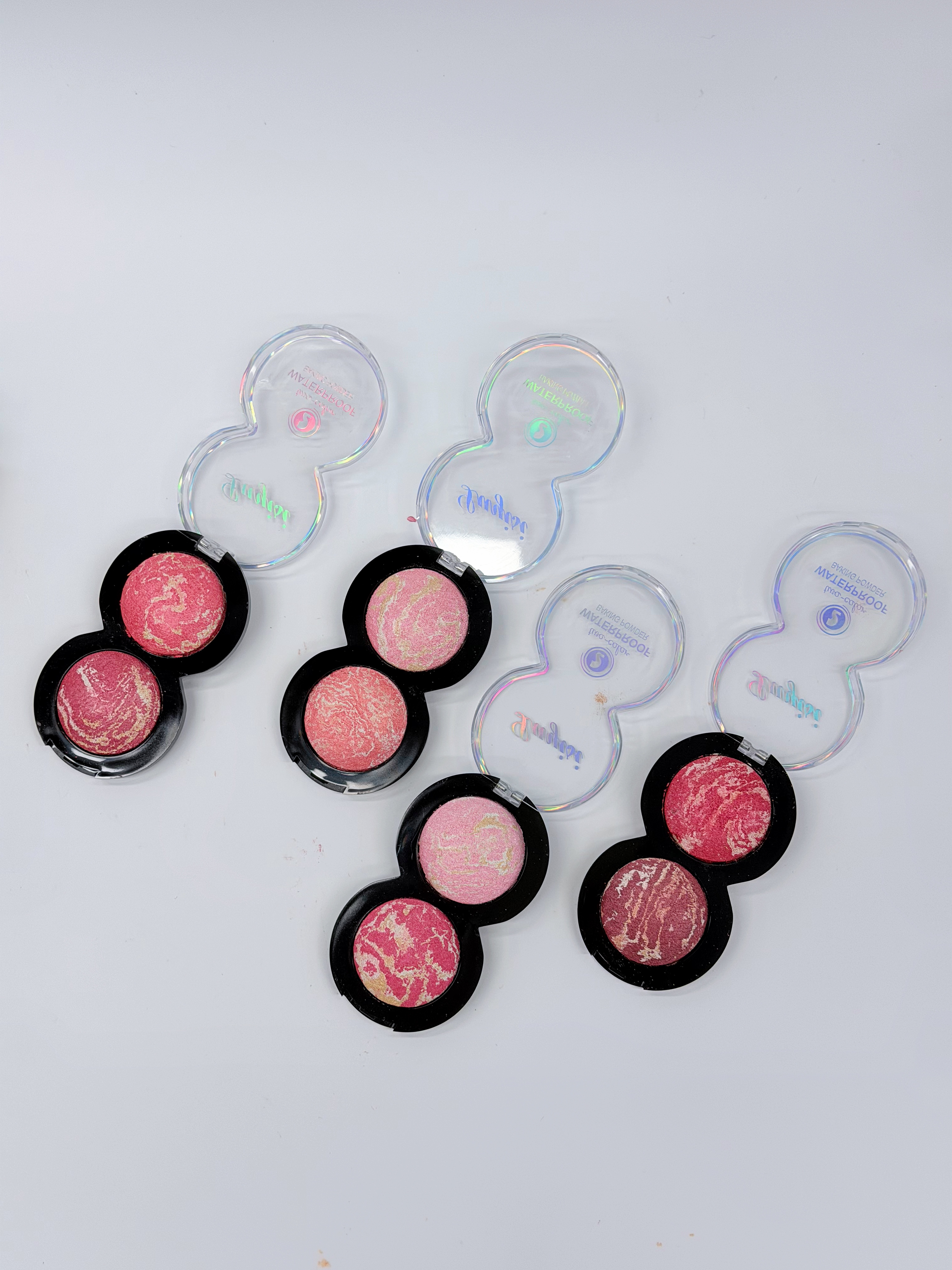 Cross-border eyeshadow LUYISI two-color round baked powder blush has a fine powder texture and is a professional makeup product for export details Picture