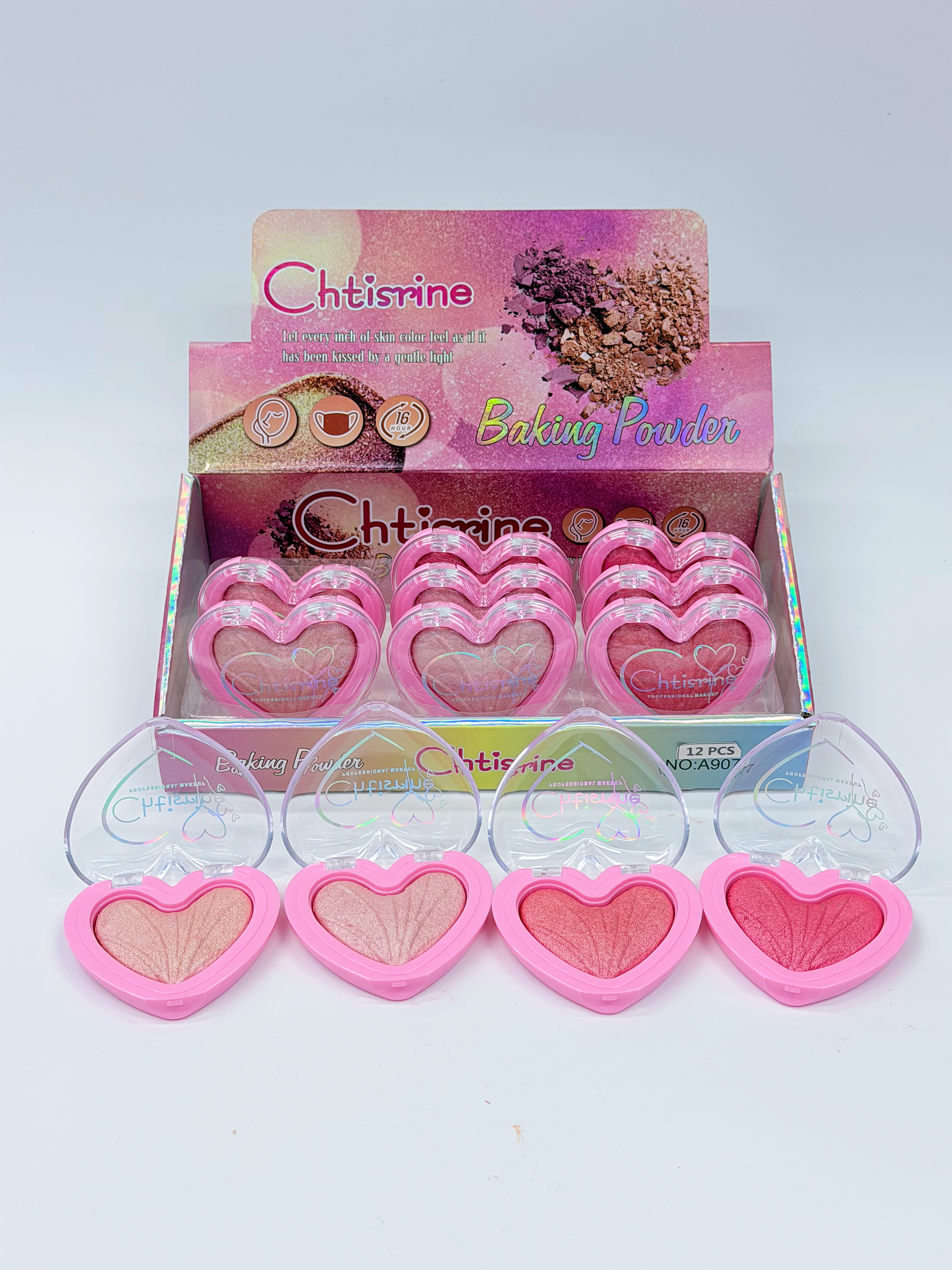 Cross-border eyeshadow LUYISI heart-baked powder blush has a fine texture and is a professional makeup product for export details Picture