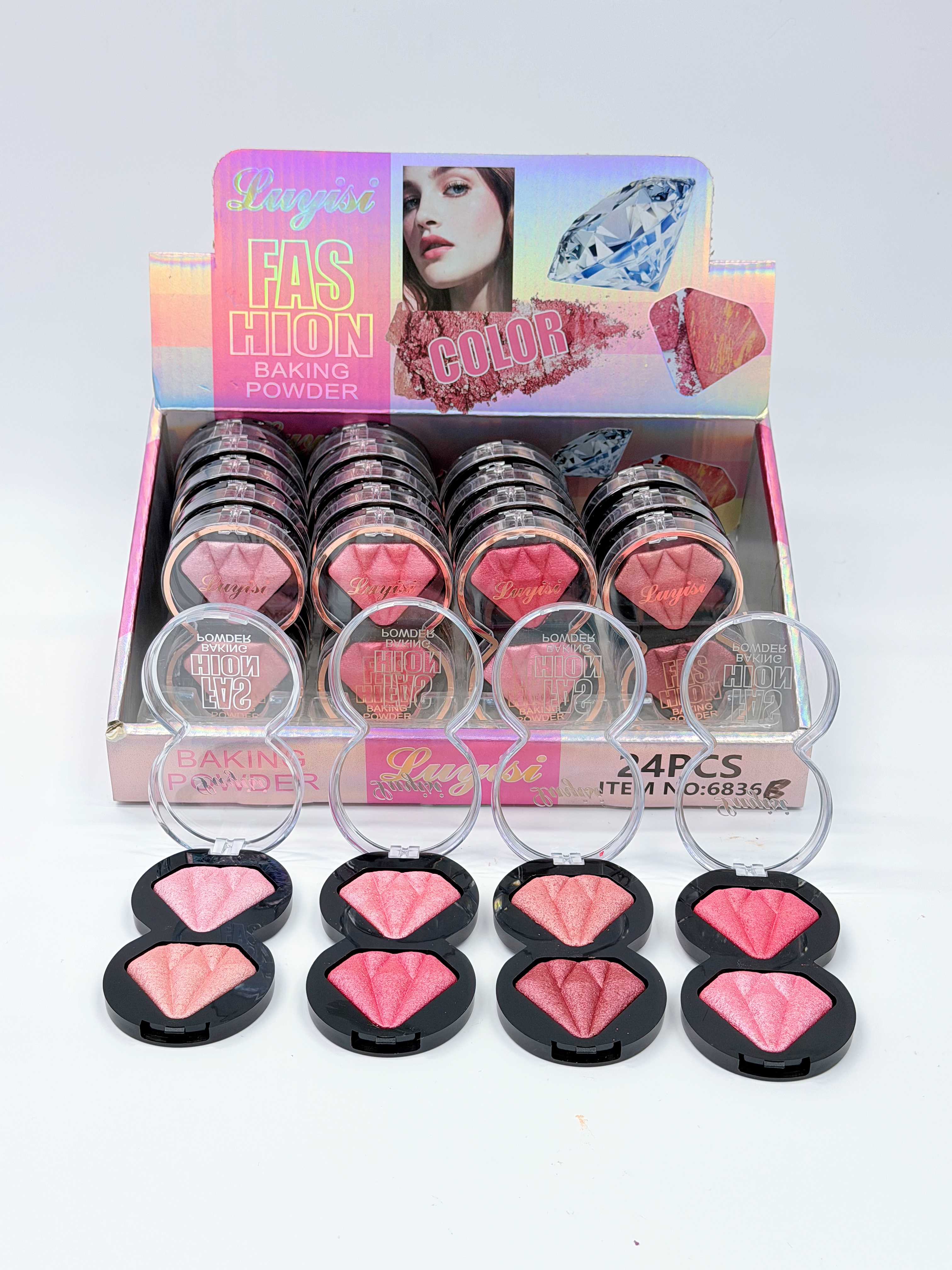 Cross-border eyeshadow luyisi gemstone two-color baked powder blush blush powder fine texture professional makeup export details Picture