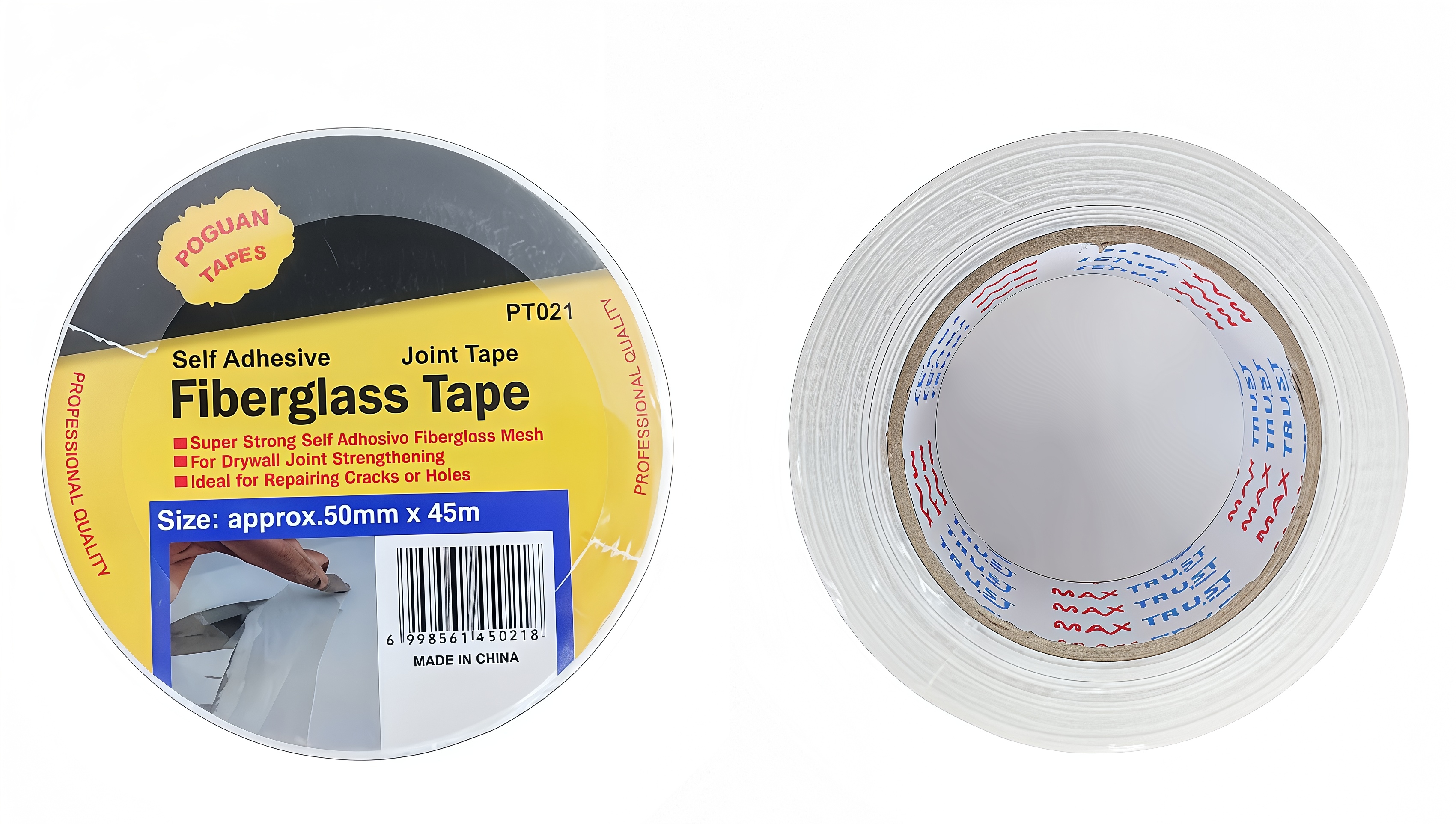 Interior wall grid self-adhesive tape, fiberglass joint tape, high-grade self-adhesive grid tape, grid self-adhesive tape with sealing edge, 4.8cm*45# Specification drawing