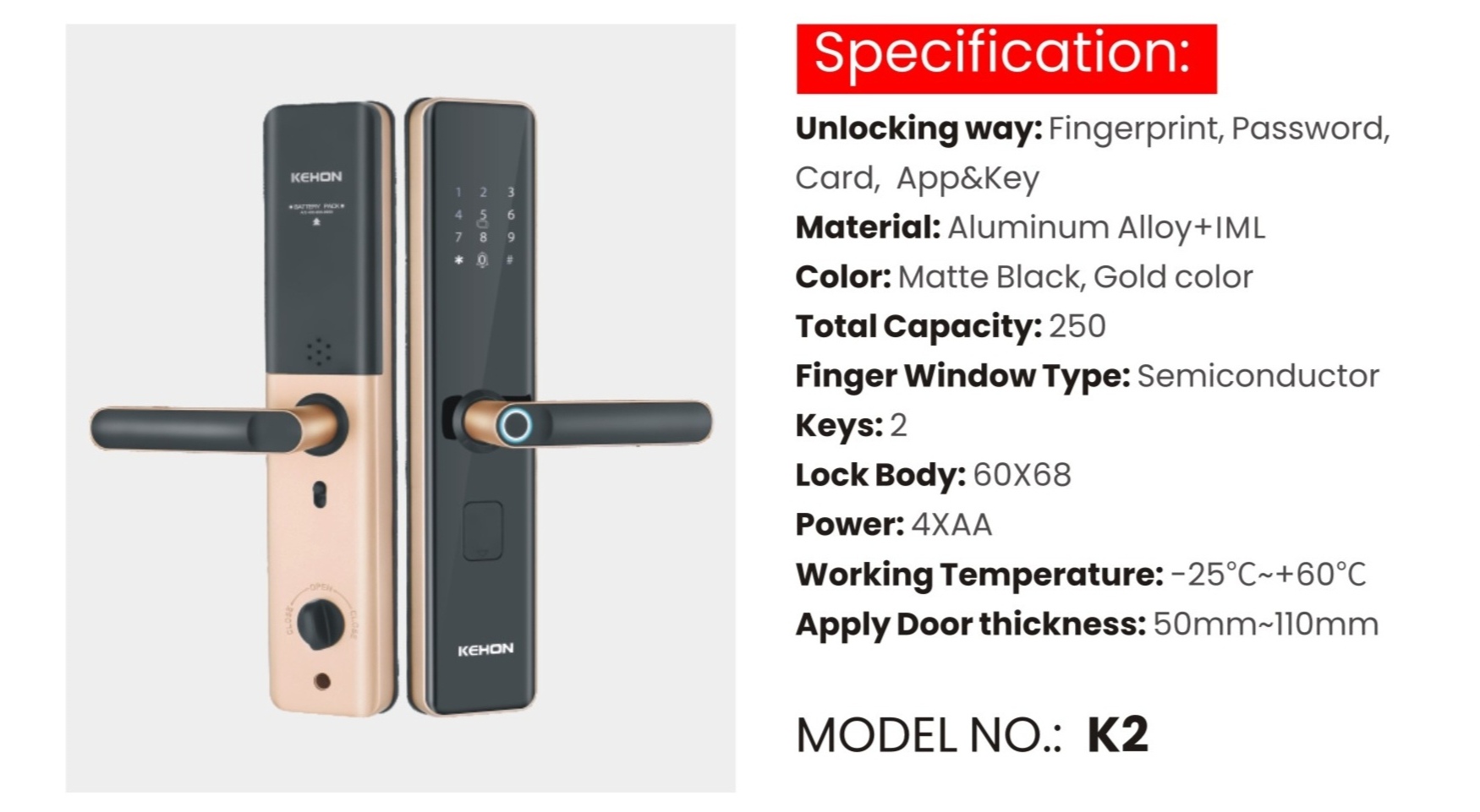 DIGITAL SMART LOCK智能锁K2指纹锁指纹刷卡锁详情图1