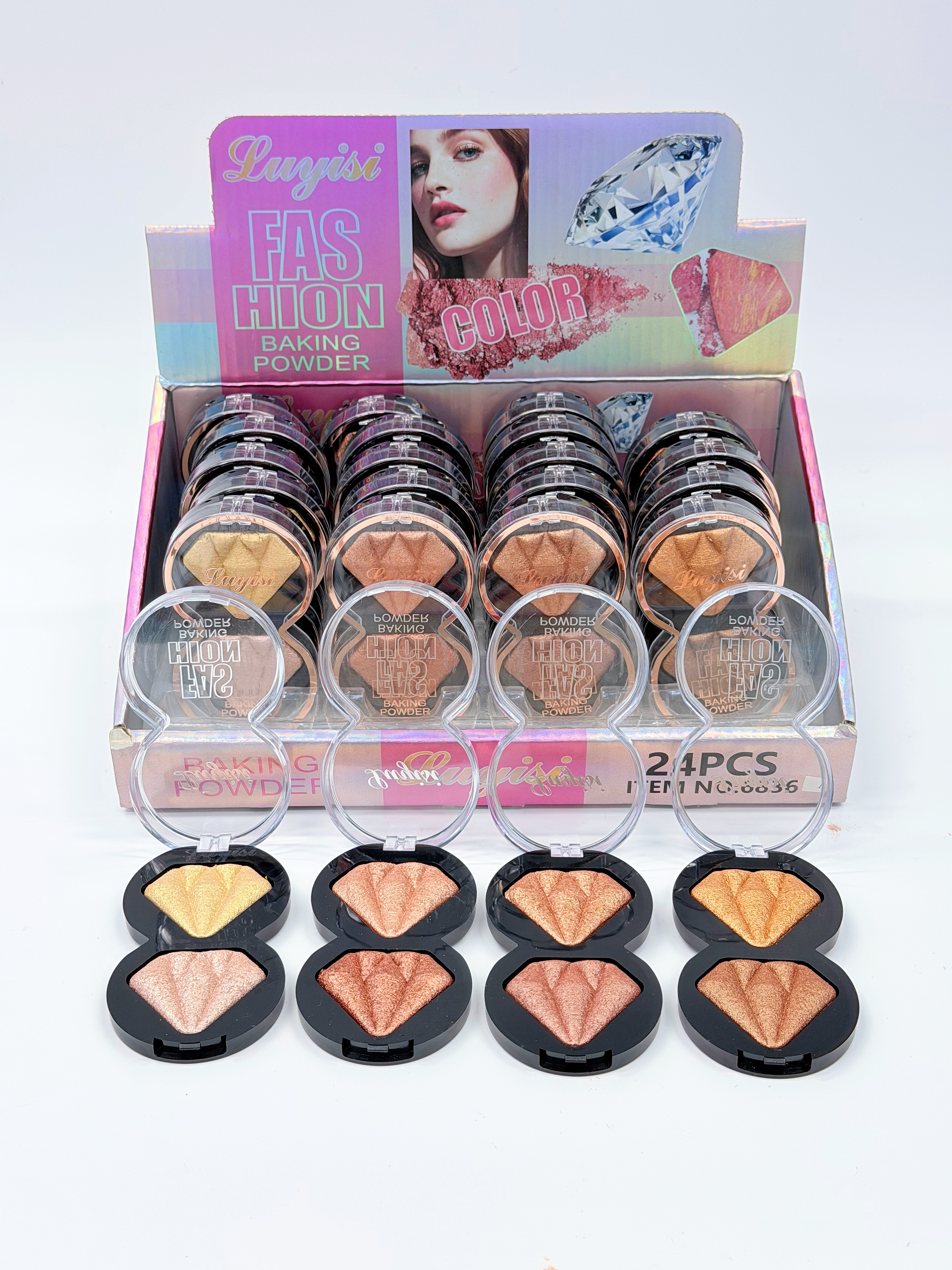 Cross-border eyeshadow LUYISI two-color gemstone baking powder, high-gloss powder, fine texture, professional makeup export details Picture