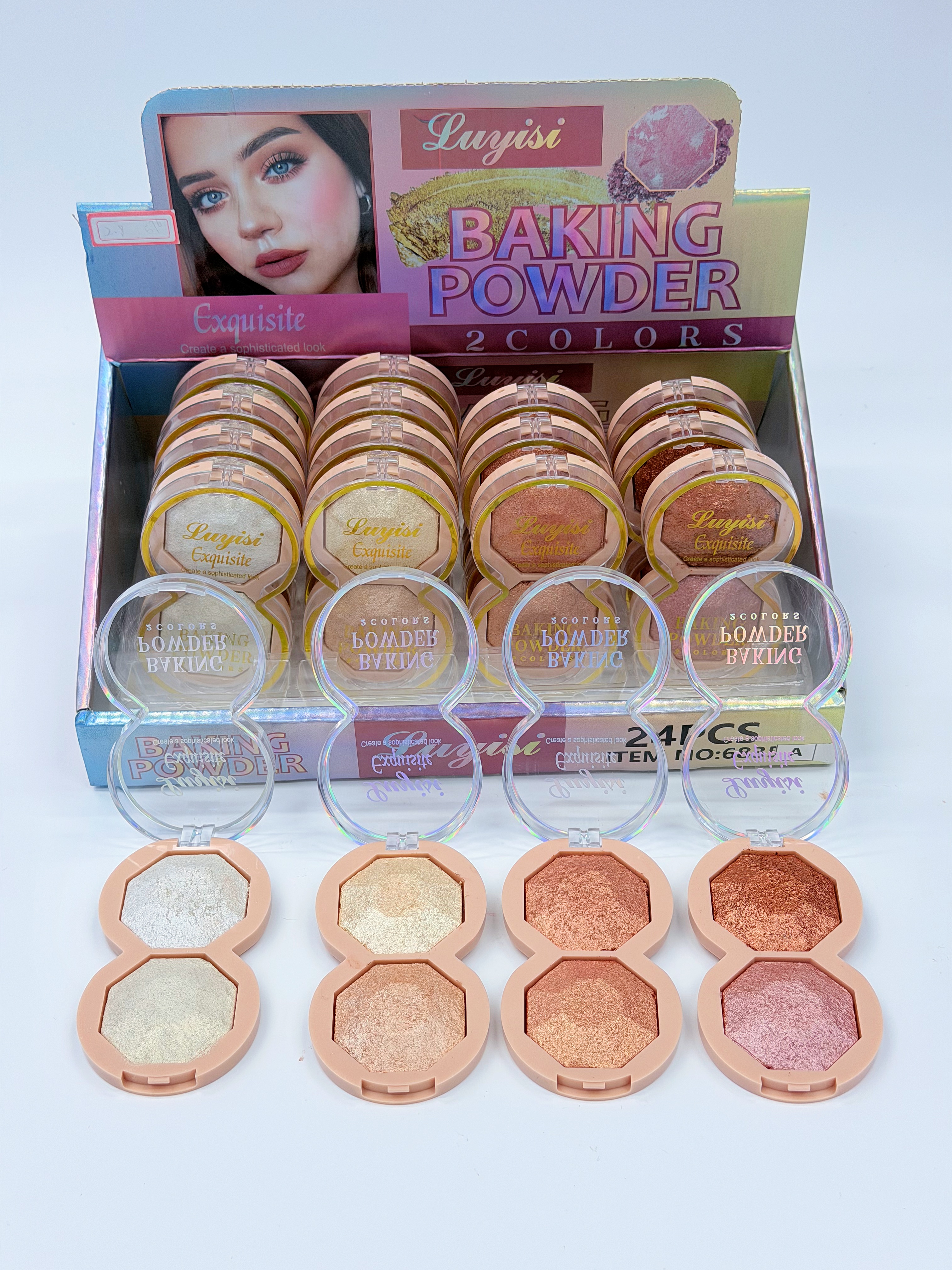 Cross-border eyeshadow luyisi hexagonal two-color baked powder, high-gloss powder, fine texture, professional makeup export details Picture