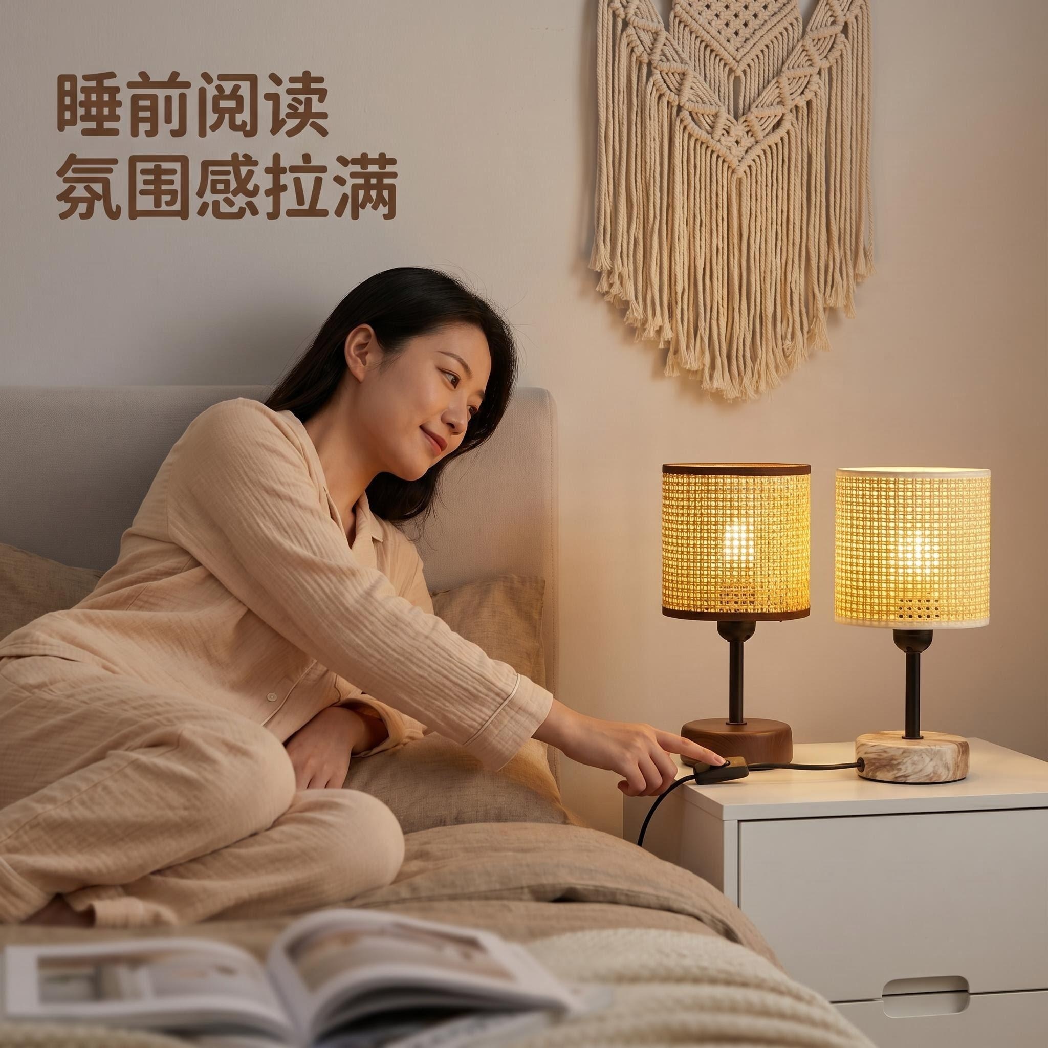 2026 New Bohemian-style rattan table lamp, ceramic lamp, night light and ambient light, factory direct sales Application Scenario