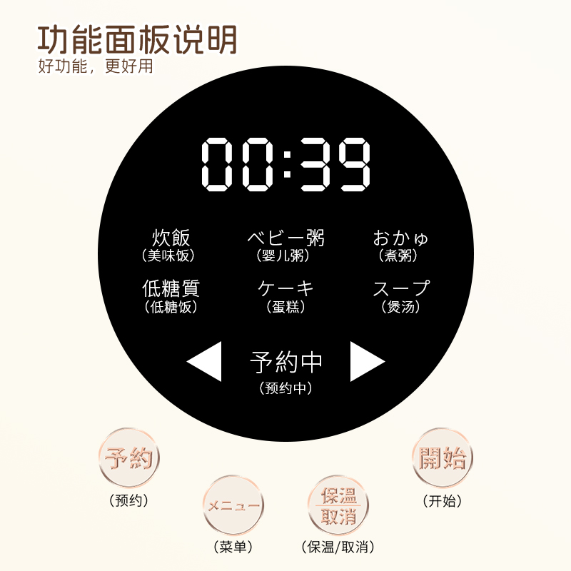 Jiaoya low-sugar rice cooker 2L household rice and soup separation pot, multi-functional steaming and cooking mini rice cooker, household small pot, 1-2 person electric cooking pot, genuine rice cooking rice cooker, ivory white 2L low-sugar electric Specification image