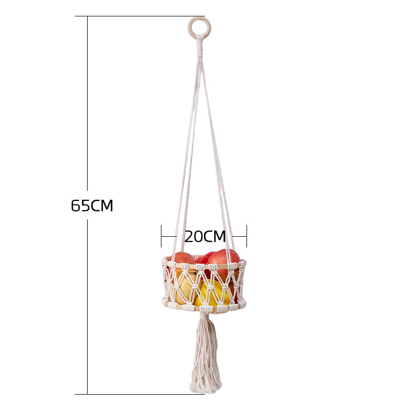 Pure hand-woven hanging baskets, fruit baskets, single-layer hanging baskets, two-layer and three-layer options available details Picture
