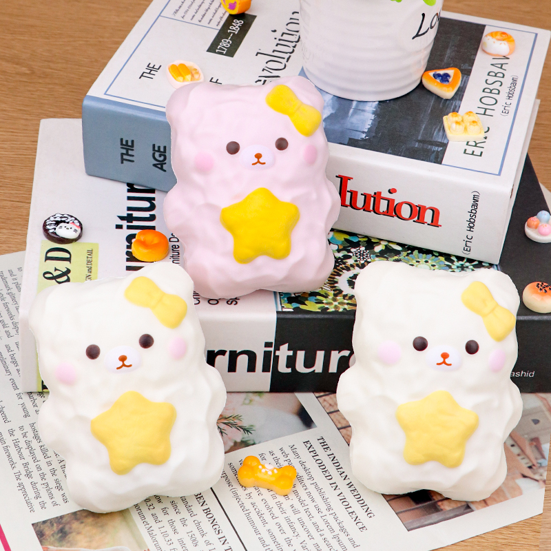 The Little bear milk shell slow-rebound stress-relieving toy, the cute and soft food play buns, is a stress-relieving wonder Specification image