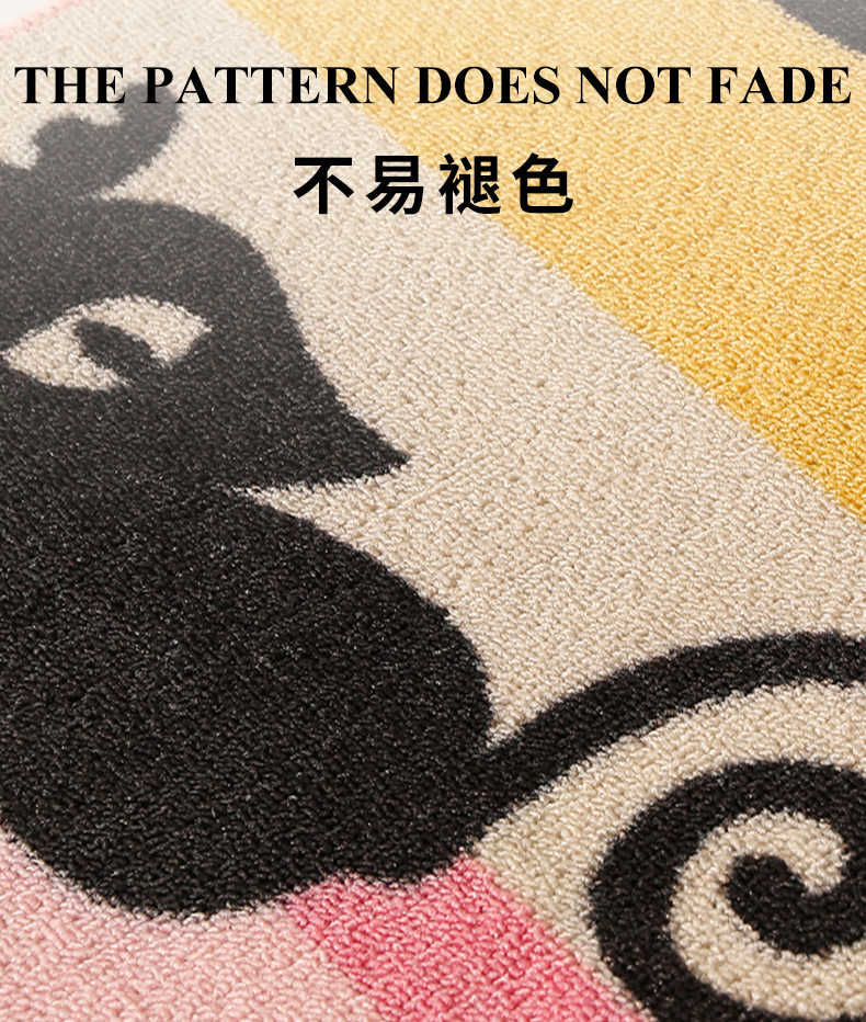 瑞宝地毯厨房垫比利时圈绒耐用耐脏防滑实用高性价比跨境爆款黑猫印花详情8