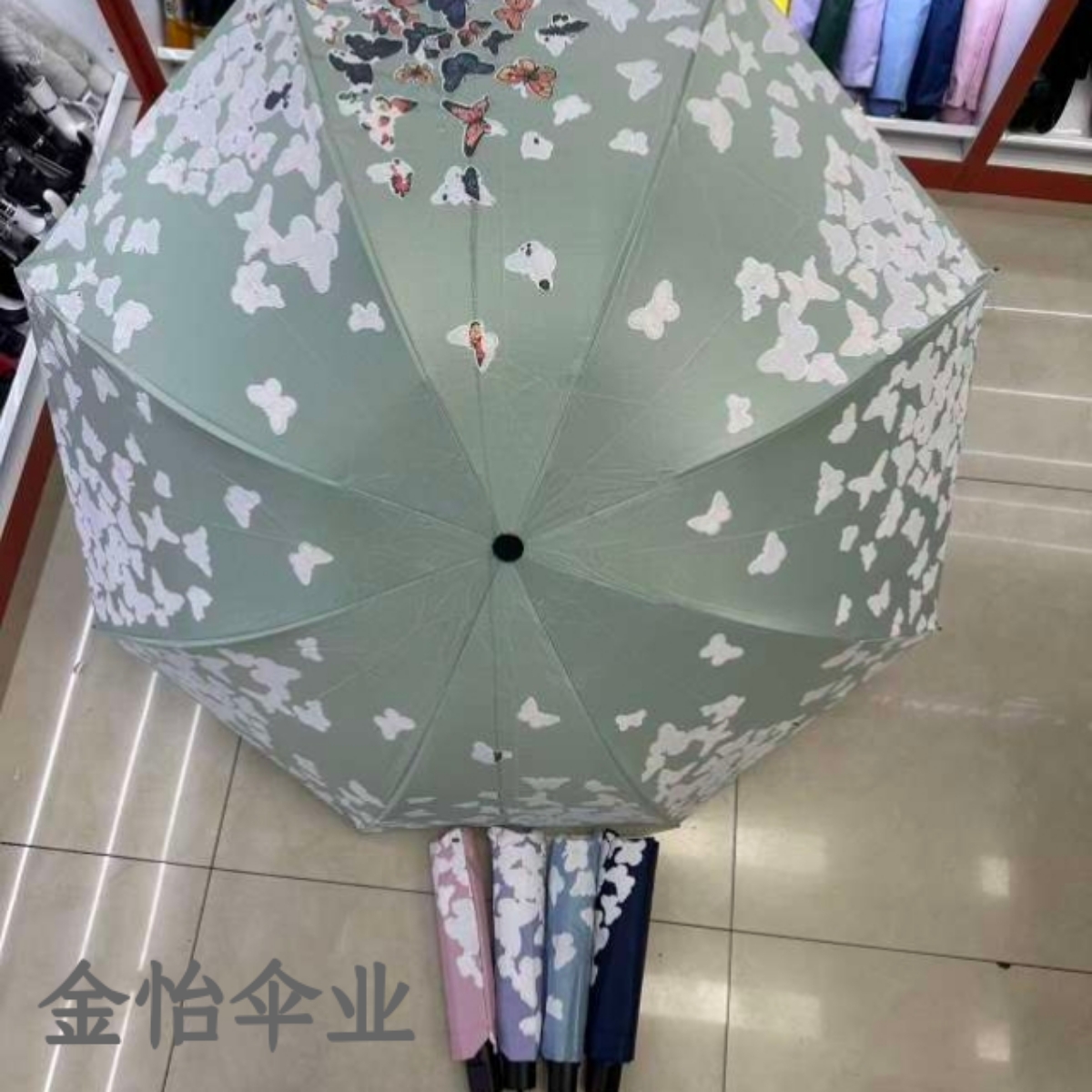 New water-blooming butterfly umbrella, 10-bone hand-opening folding umbrella for girls, black rubber all-weather sunshade