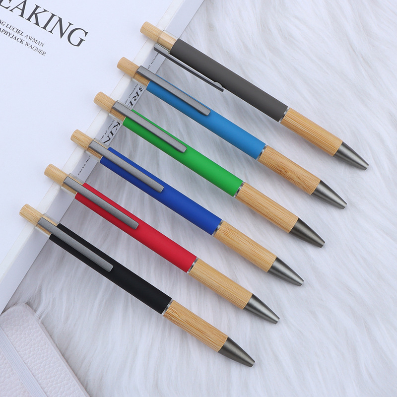 Ballpoint pen, metal aluminum rod ballpoint pen, bamboo sheath ballpoint pen, gift pen, laser ballpoint pen Specification drawing