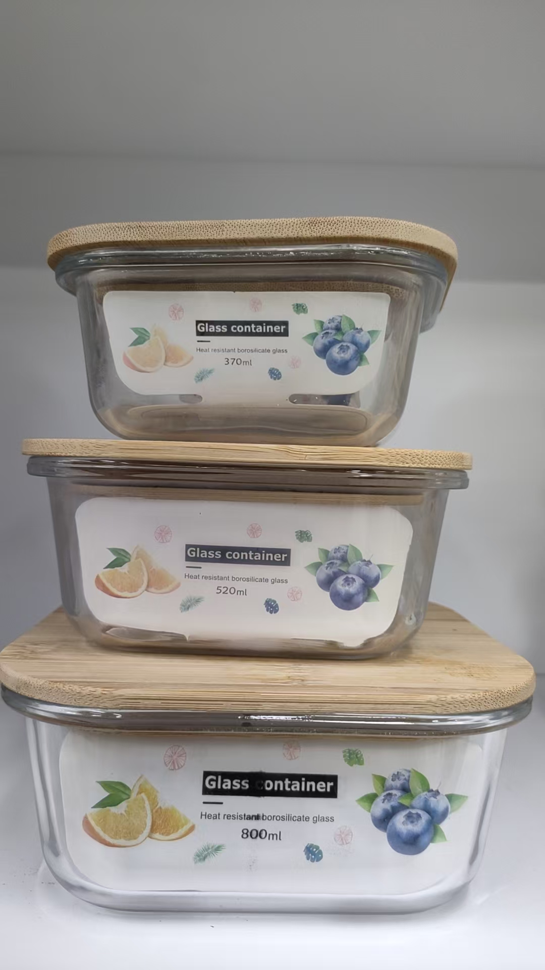 木盖玻璃罐350ml亚克力罐透明储物罐木质密封盖电热饭盒保鲜盒饭盒