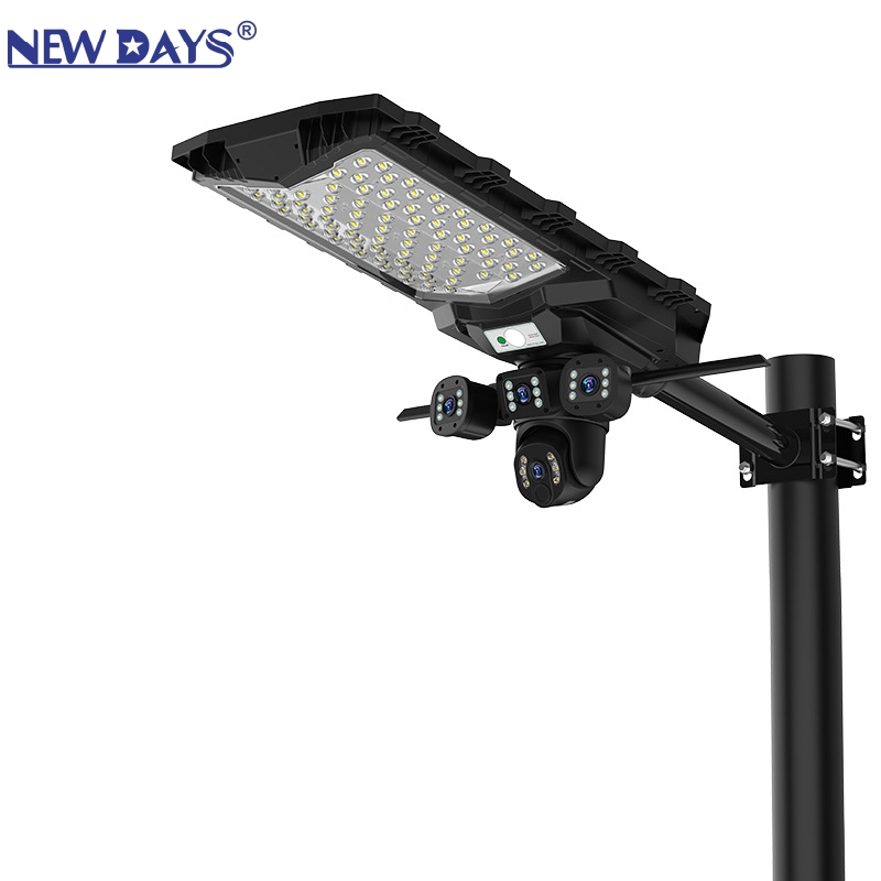 NEWDAYS品牌跨境新款太阳能路灯摄像头，超长续航移动侦测远程监控，红外全彩夜视对话太阳能摄像头