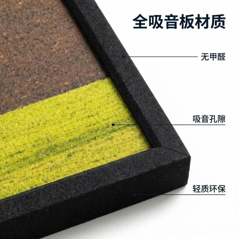 Heat transfer printing process polyester fiber sound-absorbing board can be customized without drilling, with picture frame decoration, lightweight integrated hanging picture, meeting room, home, studio, environmentally friendly, flame-retardant, soundproof, acoustic panel application, beautiful and sound-absorbing details Picture