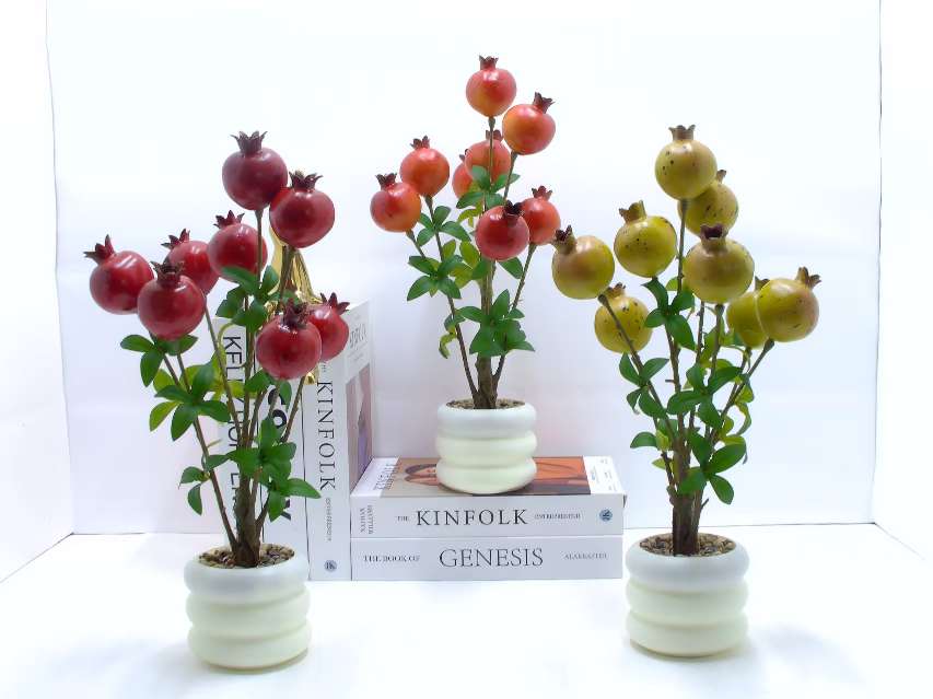 New custom-made simulated pomegranate fruit, red pomegranate wedding stall, wedding decoration, pomegranate flowers, pomegranate fruit ornaments, simulated pomegranate bonsai