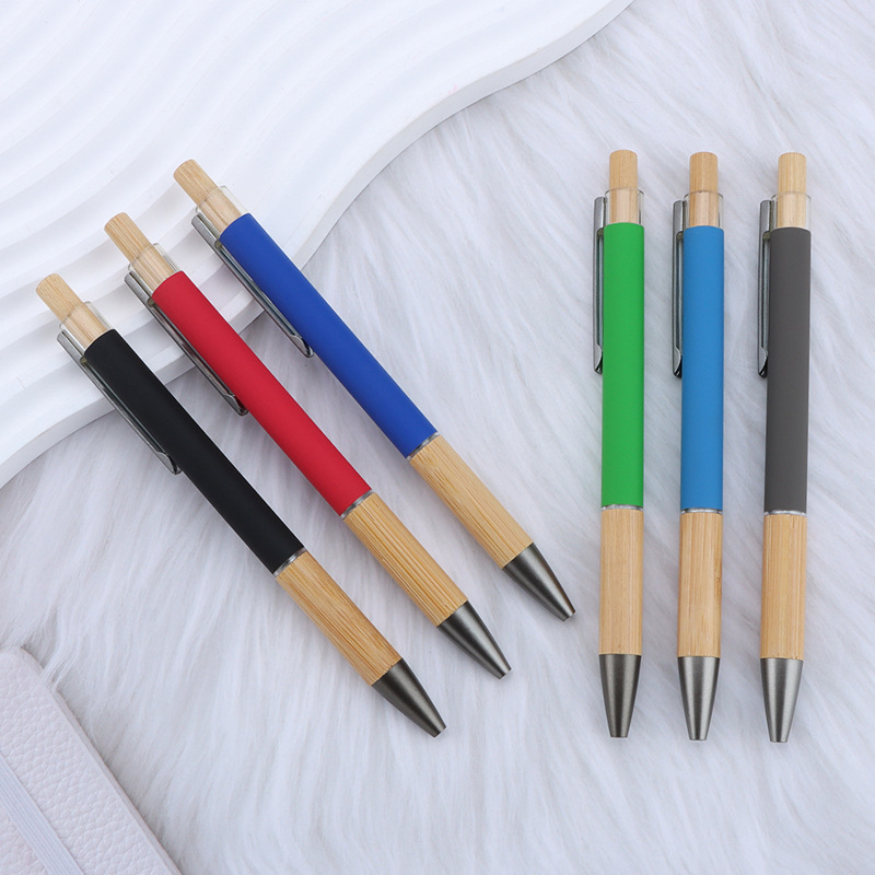 Ballpoint pen, metal aluminum rod ballpoint pen, bamboo sheath ballpoint pen, gift pen, laser ballpoint pen details Picture
