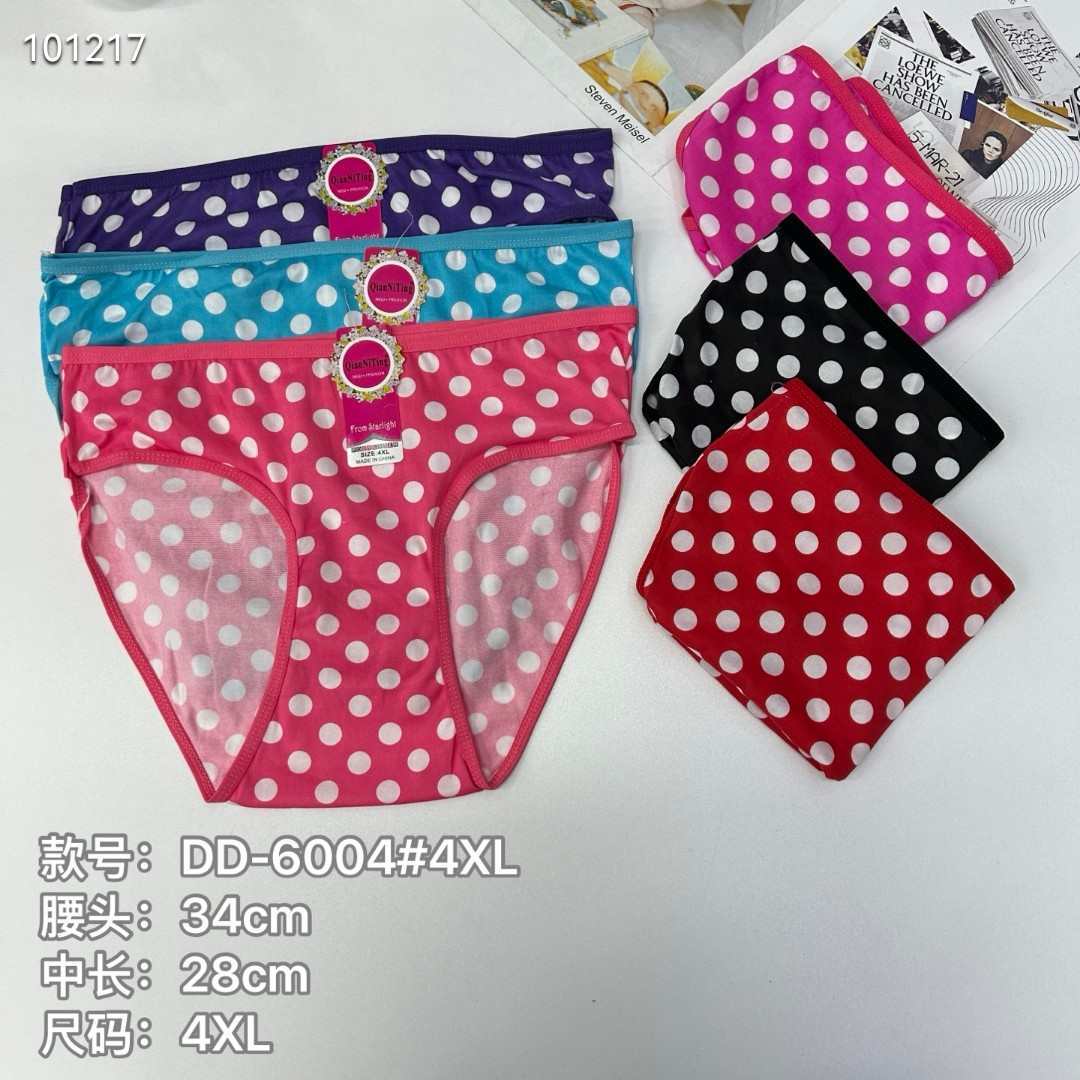 DD-6004#4XL内裤女士内裤牛奶丝波点印花女内裤大码内裤女士三角裤内衣内裤热销非洲南美洲QNI