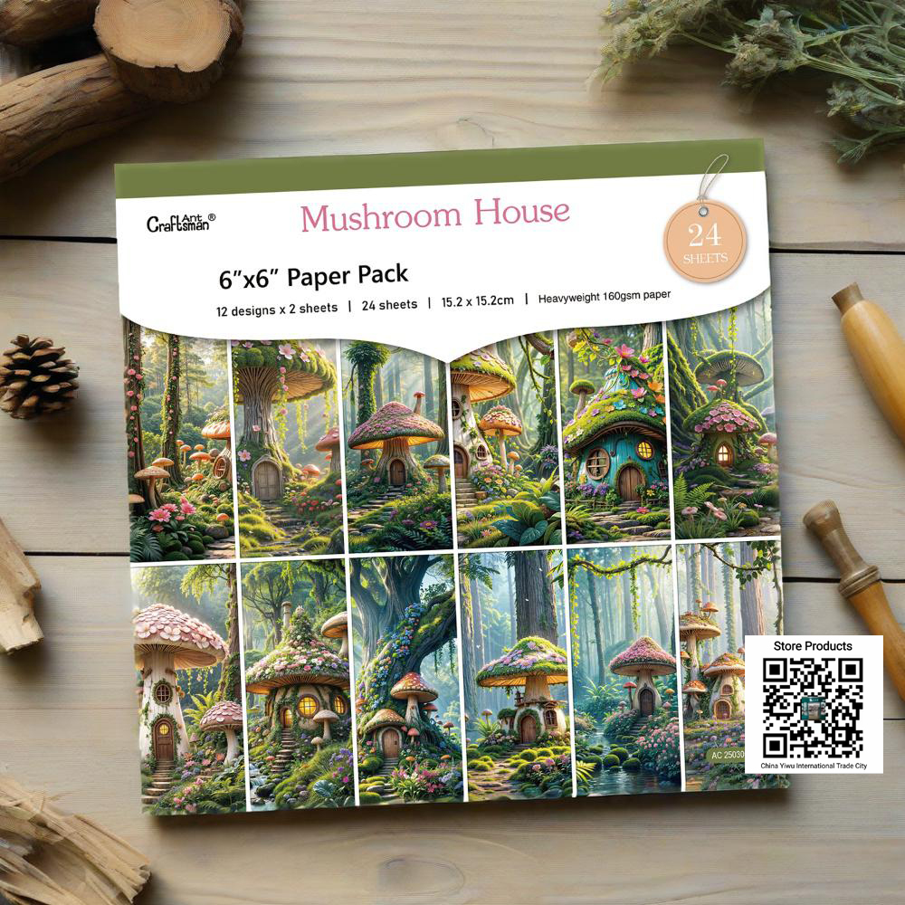  Enchanted Mushroom House Fairy Tale Scrapbook Paper Pack for Journaling, Card Making & DIY Crafts ⟪ mushroom house ⟫ AC250306-06 full figure