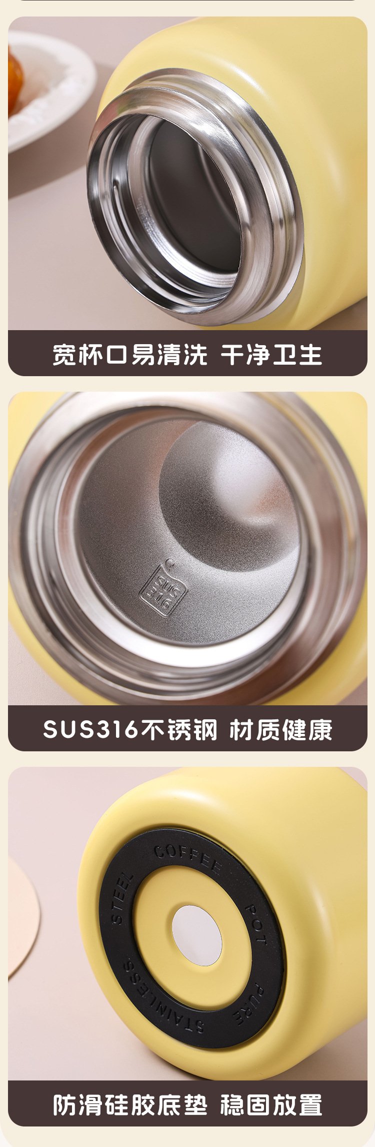 316 stainless steel steeping cup, outdoor portable insulated cup, silver ear porridge steeping pot, office worker insulated pot, titanium cup pic 13
