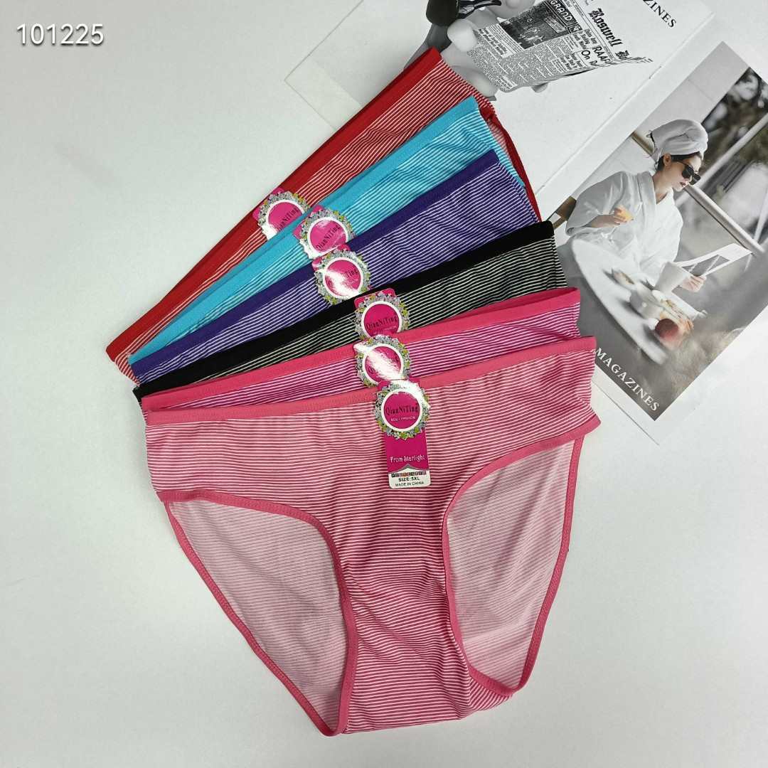 DD-747#4XL underwear, women's underwear, milk silk print women's underwear, oversized underwear, fine stripes women's briefs, underwear, underwear are selling well in Africa, South America, QNI Item Picture