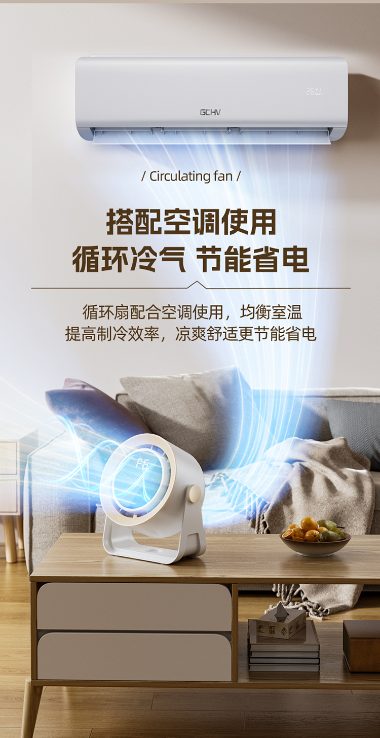 艾得锐威多功能循环扇可桌面放置可壁挂 多档风速调节 空气循环对流 家用办公宿舍适用详情12