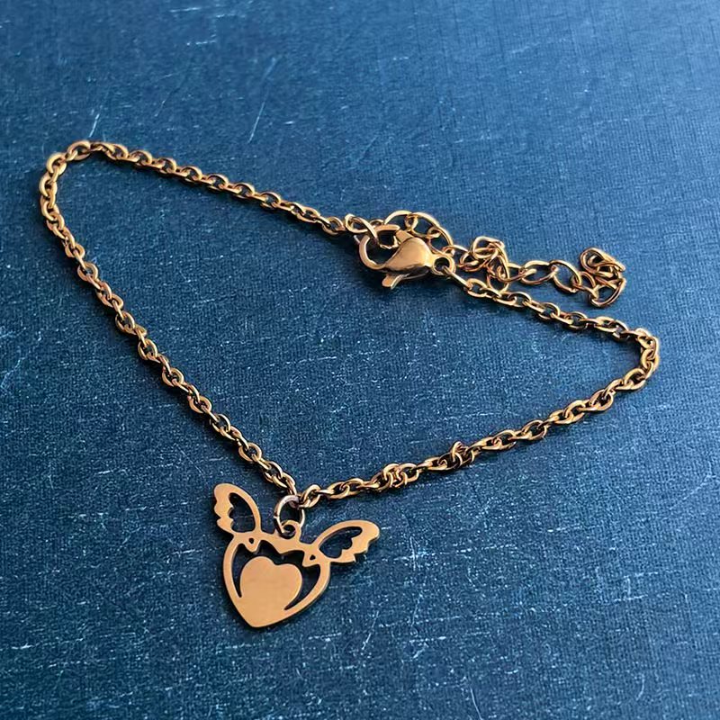 Cross-border foreign trade Love Wings Angel Wings Titanium Steel Stainless Steel Bracelet Pendant Necklace DIY jewelry accessories Trend detail image 7