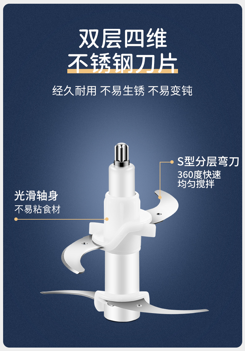 艾得锐威（AIDRVI） 绞肉机家用电动小型全自动多功能搅馅切菜碎肉机打肉搅拌机蒜泥器 蓝色详情12