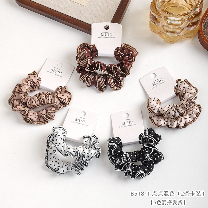 Korean polka dot large intestine hair band 2026 new high-end style hair tie for women, versatile hair tie for ponytail and bun heads