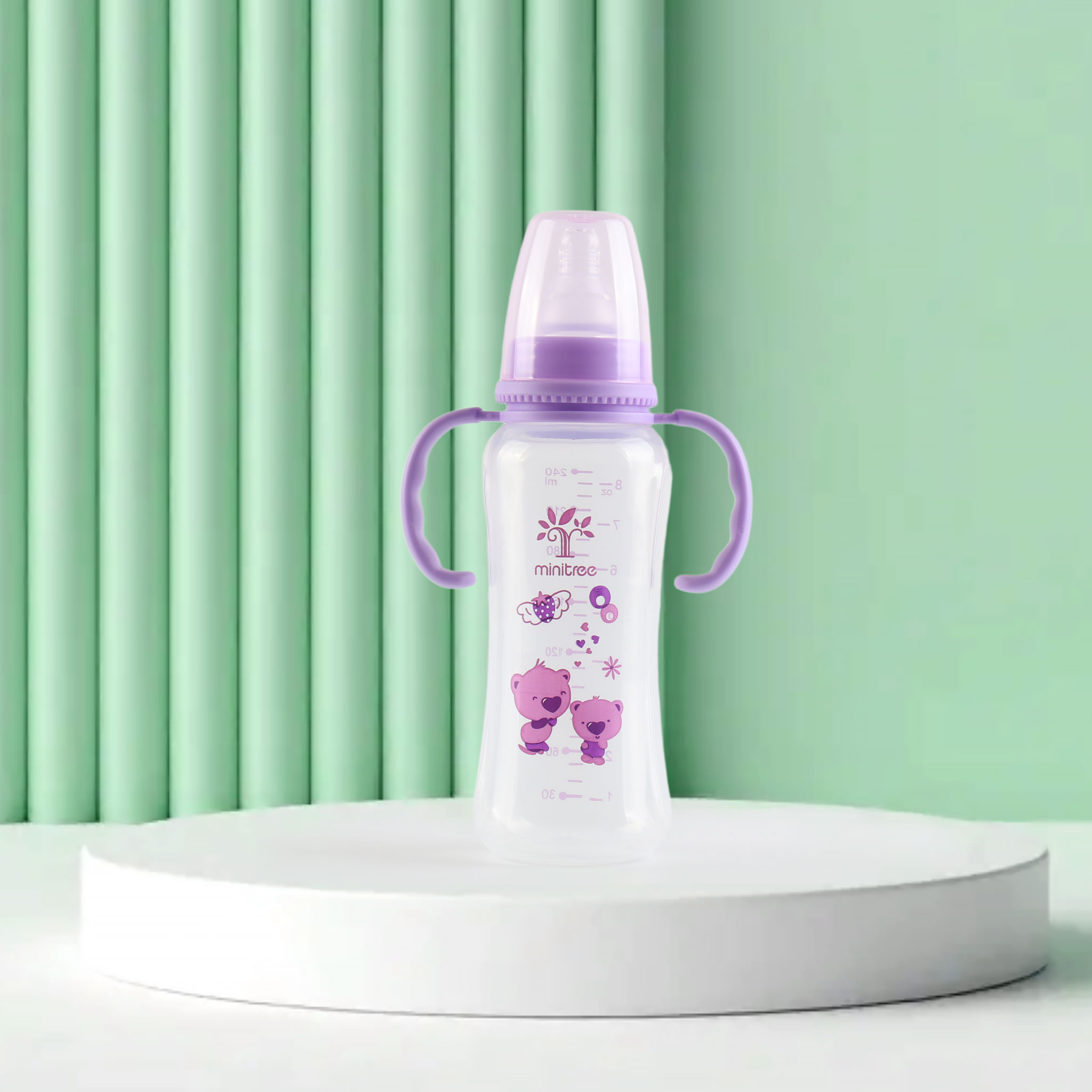 A 240mlPP standard-mouthed, transparent, irregular-shaped baby bottle Item Picture